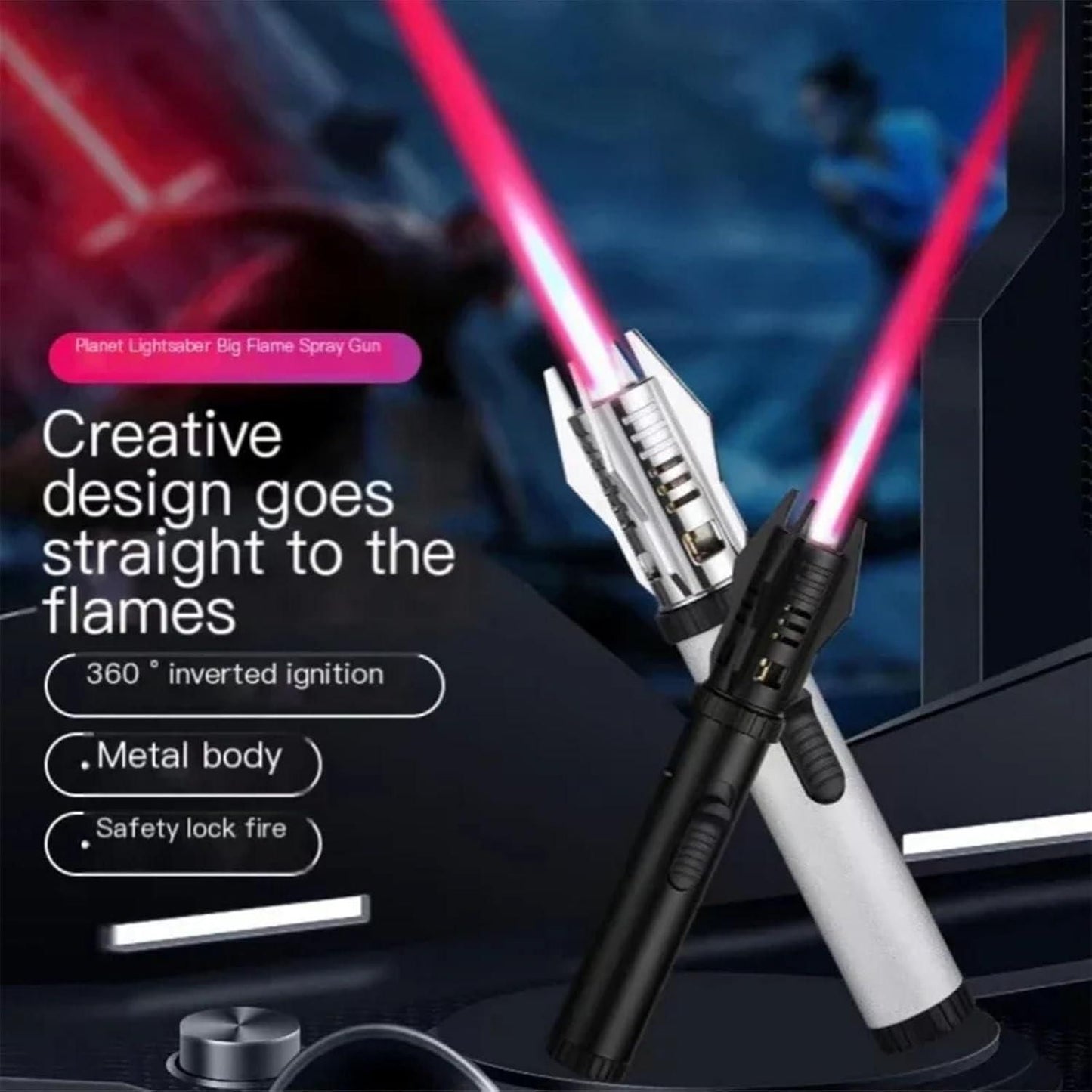 Metal Lightsaber Lighter – Windproof Refillable USB Lighter (Flameless)