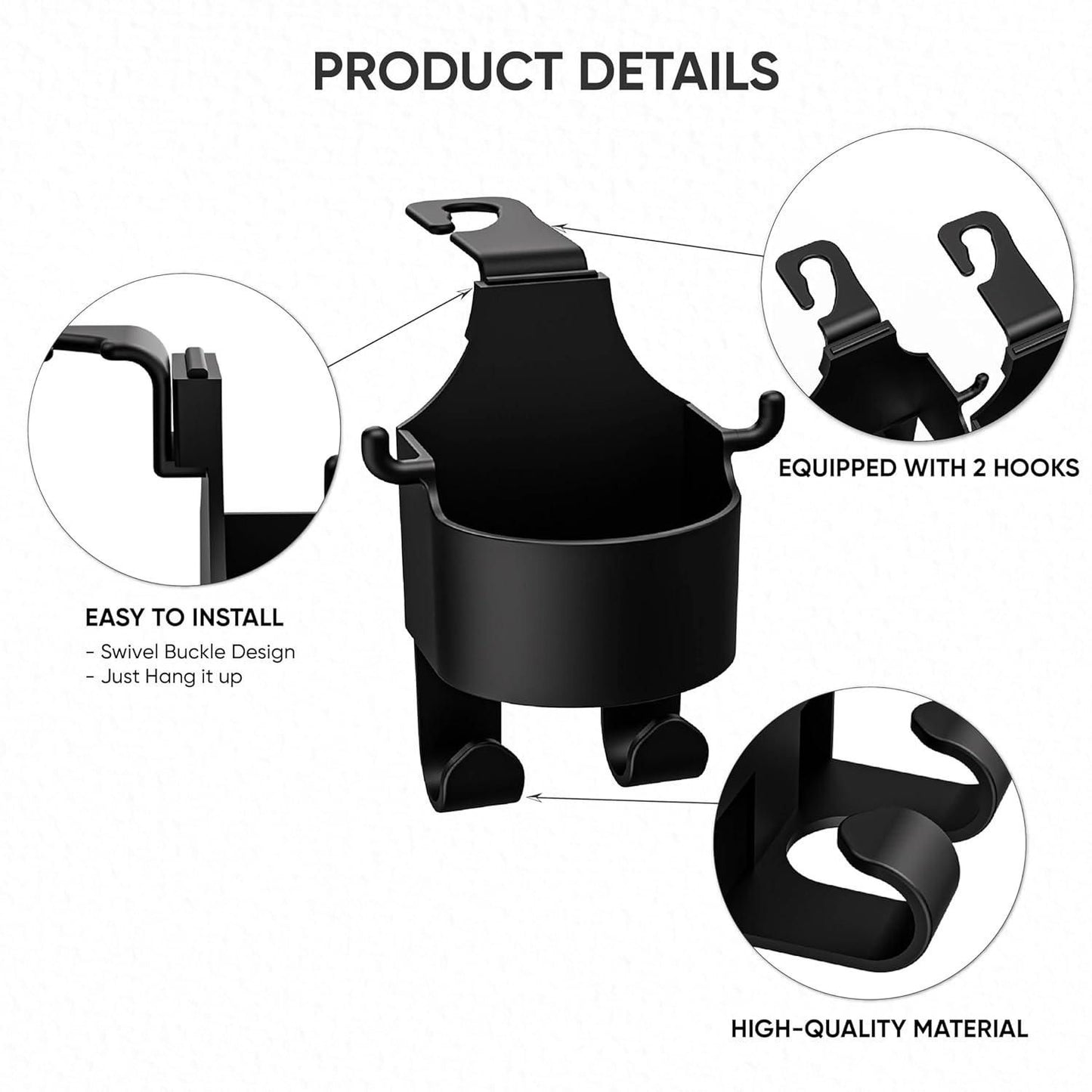 Universal Car Seat Headrest Hook (Pack of 2) – Strong, Space-Saving, Easy-to-Use