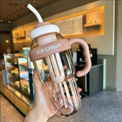 Large Water Bottle with Handle & Straw – Leakproof, BPA-Free, Motivational Design (1L)