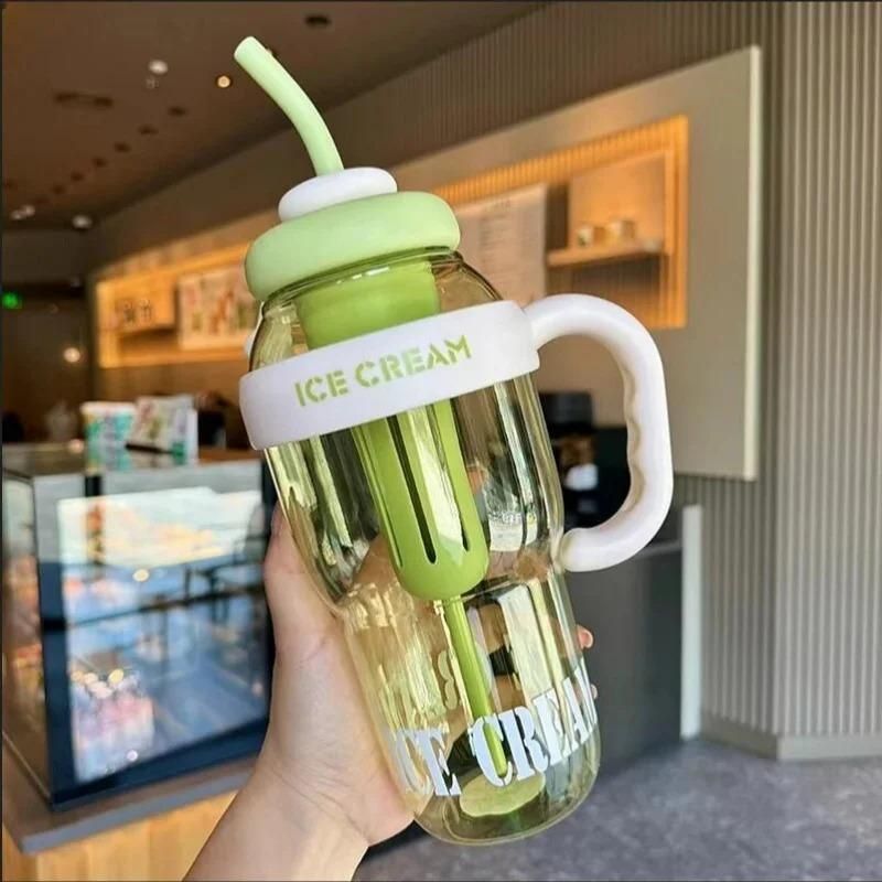 Large Water Bottle with Handle & Straw – Leakproof, BPA-Free, Motivational Design (1L)