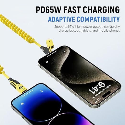 4-in-1 Retractable Spring Data Cable – Fast Charging & Sync | Type-C, iOS, Micro USB