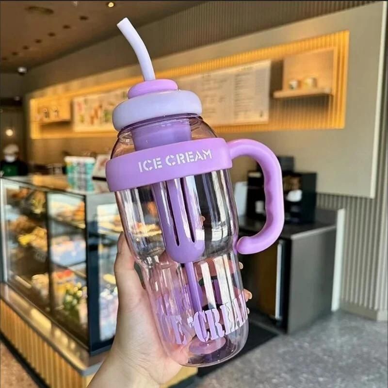 Large Water Bottle with Handle & Straw – Leakproof, BPA-Free, Motivational Design (1L)