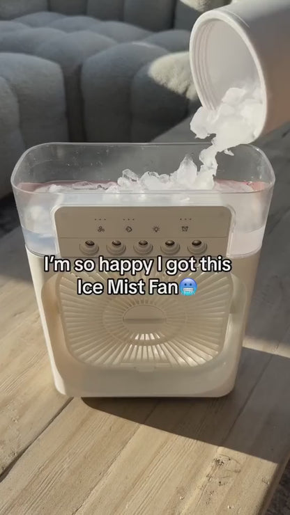 Mini USB Air Cooler Fan – 3-in-1 Personal Cooling Fan with Humidifier & LED Light