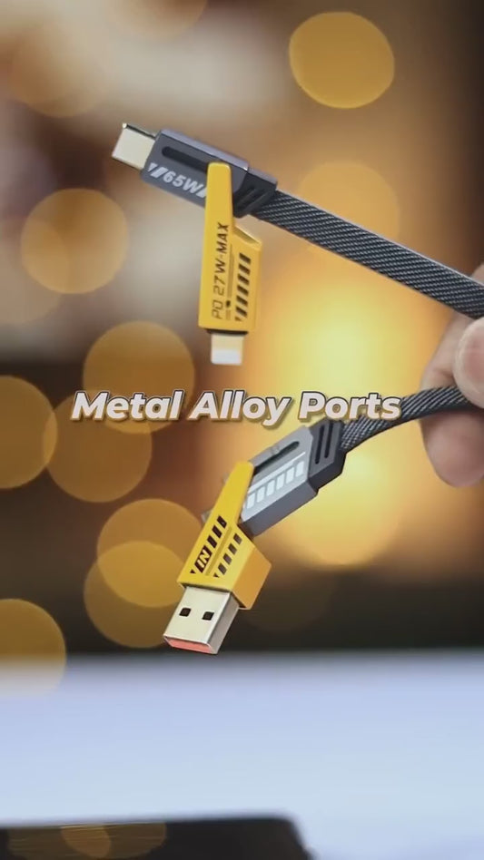 4-in-1 Retractable Spring Data Cable – Fast Charging & Sync | Type-C, iOS, Micro USB